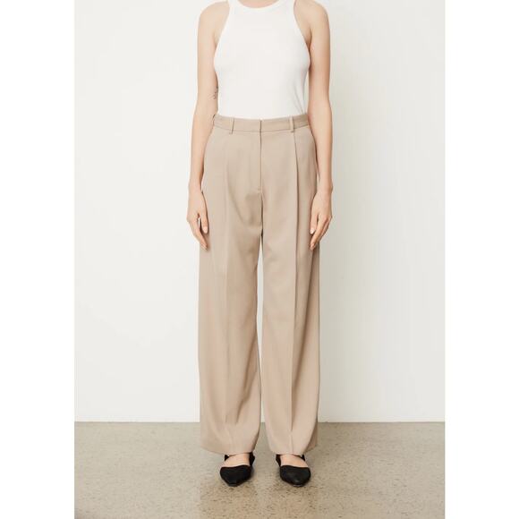 Toteme Deep Pleate Straight Trouser Beige Size 36 EU - Picture 1 of 8